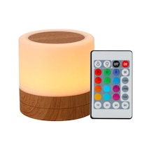 Jeehugo Usb Şarjlı 3w Led Renkli Gece Lambası, Kumandalı Ve Dokunmatik Kontrol, Ahşap Desenli Odalar İçin Stüdyo Aydınlatma Beyaz