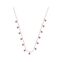 Zirkon Taşlı Rose Altın Kaplamalı Sallantılı Yıldız Gümüş Kolye Gold - Rose Gold - Gümüş