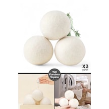 Tilbe Home 3 Adet Çamaşır Yün Kurutma Topu Xxl Büyük Boy Doğal Yu Bej