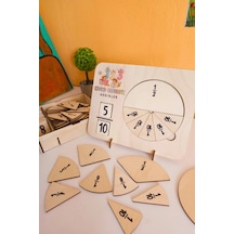 İlkokul Matematik Eğitici Kesir Daireleri Ahşap Oyuncak Etkinlik Seti Kolay Öğrenme Bölme Bultak
