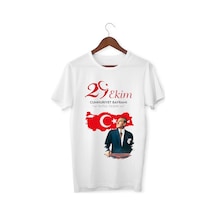 Alpşan Ticaret 29 Ekim Tişörtleri Cumhuriyet Bayramı T-shirt Beyaz