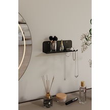 Anahtarlık Modern Metal Antre Ve Takı Düzenleyici Duvar Rafı Siyah