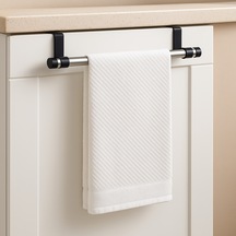 Lunoart Mutfak & Banyo İçin Metal Havluluk Montajsız Kapak Askısı Gümüş - Siyah