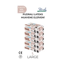 Lateks Pudralı Muayene Eldiveni L-5 Paket 100'lü