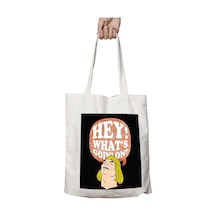Art Hediye He Man Hey Whats Goin On İki Tarafı Kalıcı Baskılı Yıkanabilir Okul Plaj Omuz Bez Çantası Çok Renkli