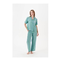 Angbutik Pjs 29043 Kadın Düğmeli Pijama Takımı Yeşil
