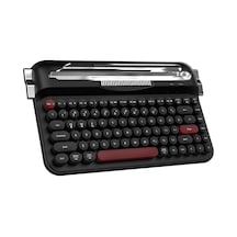 Kablosuz Bluetooth & 2.4g Çift Modlu Retro Daktilo Tasarımlı Klavye Yuvarlak Tuşlu, Tablet & Telefon Standlı, Ergonomik, Taşınabilir, Pille Çalışan, Sessiz Ve Konforlu Ajazz Af84 Siyah