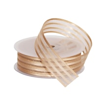 Saten Çizgili Şifon Krem Kurdele 25 Mm - 20 Mt "