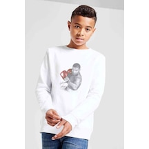 Tshirthane Mike Tyson Imza Baskılı Unisex Çocuk Beyaz Sweatshirt Beyaz