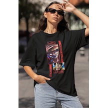 Sevbano Monkey D. Luffy Baskılı Unisex Oversize One Piece Anime Karakter Siyah