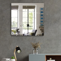 Ayna | Düz Ayna | Tasarım Kanallı - Kare Ayna | 60Cm X 60Cm Şeffaf