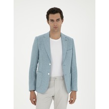Cacharel Aqua Slim Fit Keten Karışımlı Ceket Mavi