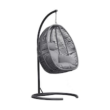 Noa Home Minderli Rattan Salıncak, Bahçe Salıncağı, Balkon Salıncağı, Teras Salıncağı, Armut Salıncak, Gri