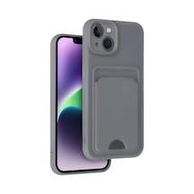 İphone 14 Kılıf Kelvin Kartvizitli Silikon - Gri