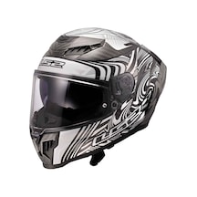 Ls2 Dragon Karbon Enthum Kapalı Kask Siyah - Beyaz