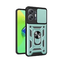 İnfinix Hot 30 5g Uyumlu Kılıf Pars Lens Yüzüklü Silikon - Yeşil