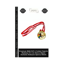 Premium Mad-fut-1 Futbol Figürlü Madalya 6.5 Cm Hatıra Objesi Kutlama Hediyesi Sporcu Ödülü Çok Renkli