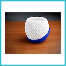 Bezos 3d Baskı Küre Saksı - Kafes Dokulu İki Parçalı Dekoratif Saksı - Beyaz-mavi Dfnbez 91686705