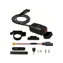 Boatshop1 Zh-854a1 Voltmetre Ve Aç Kap Anahtarı Çift Usb 6.8a Hızlı Şarj 3.0 Motosiklet Gidon Şarj Cihazı Telefon Tablet Gps İçin Sae Usb Adaptör