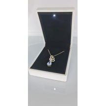 Işıklı Kutulu Damla Çelik Kolye Sns2061 Gold