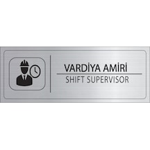 Mayeka Vardiya Amiri İsimlik Gümüş Metal Kapı İsimliği Levhası Yönlendirme Tabelası
