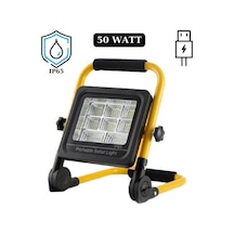 50 Watt Güneş Enerjili Solar Şarj Edilebilir Acil Durum Led Panel Sarı - Siyah