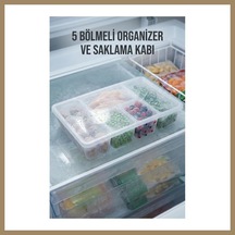 Bezos 5 Bölmeli Şeffaf Buzdolabı İçi Düzenleyici & Kapaklı Dondurucu Saklama Kabı 24x38 Cm 22