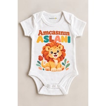 Babylimon Amcasının Aslanı Beyaz Kısa Kollu Çıtçıtlı Bebek Zıbını Beyaz - 930083975 Beyaz