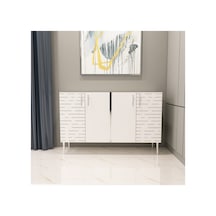 Salkım 120 Cm Konsol, Tv Ünitesi, Çok Amaçlı Dolap Beyaz-gümüş Beyaz-gümüş