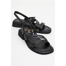 Luvishoes Luvi Shoes Cesar Siyah Hakiki Deri Kadın Sandalet Siyah