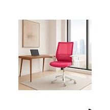 Clk Home Katlanır Kollu Çalışma Sandalyesi Ofis Ve Bilgisayar Koltuğu Beyaz Kollar Pembe