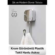 Askı Krom Görünümlü Plastik Tekli Havlu Askısı Banyo Mutfak Duvar Askı Havlu Tutucu Duvara Monte Şı Çok Renkli