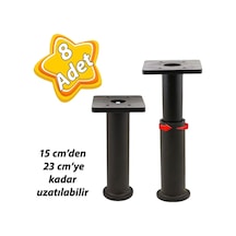 8 Adet Modül Ayarlanabilir Destek Ayağı 15 X 23 Cm Siyah Ayak Mobilya Kanepe Baza Koltuk Ünite Ayakları