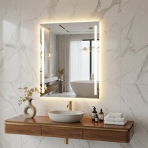 60x80 Cm Dokunmatik Led Aydınlatmalı Dikdörtgen Banyo Aynası Günışığı 3000k Sarı