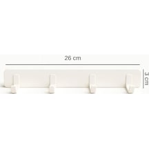 Yapışkanlı Duvar Askılığı 26 Cm 4 Kancalı, Delmeden Montajlı Plastik Askı, Banyo, Mutfak Ve Kapı Arkası Kullanım İçin