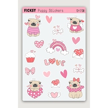 Sevimli French Buldog Köpek Sticker Seti - 18 Adet Etiket Çıkartma Diğer