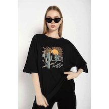 Medinenur Çöl Tema Baskı Unisex Tshirt Siyah