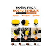3'lü Matkap Ucu Temizlik Fırça Seti Fayans, Derz, Banyo, Mutfak, Jant Ve Küvet Temizleme Aparatı