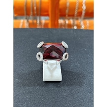 Firuze Gümüş Dikdörtgen Oyma Modeli Taşlı Gümüş Yüzük F16001131