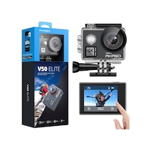 Action Cam 4k60fps 40m Sualtı Kamera 20mp Wifi Aksiyon Kamerası, Dokunmatik Ekranlı Eıs, 8x Zoom Ses Kumandalı Uzaktan Kumandalı Aksesuar Kiti Spor Kamera V50 Elite