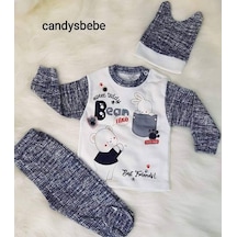 Candys Bebe Ayıcıklı Erkek İkili Takım Beyaz - Mavi