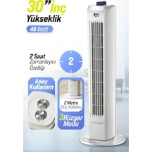 7go 7gtf1 30 İnç Kule Tipi Vantilatör 45w Güçlü Motor, 3 Kademeli Hız, Salınımlı, Zamanlayıcılı Tower Fan