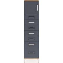 Arges Dolap Tek Raflı 7 Çekmeceli Tek Kapaklı 44x30x182 Çam-antrasit Atlas Çam