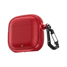 Huawei Freebuds Se 2 / Se 3 İle  Kılıf Deri Dokulu Tpu Koruyucu Case Metal Karabinalı Şarj Girişli Kırmızı