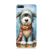 Huawei Y7 2018 Uyumlu Atkılı Sevimli Yavru Köpek Desenli Silikon Kılıf Çok Renkli