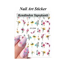 Nail Art Sticker Kendinden Yapışkanlı, Tırnak Süsleme, Tırnak Dövmesi Stikır 2244 Çok Renkli-2244