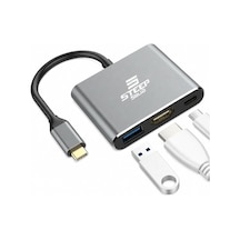 Type-c 3'ü 1 Arada Usb Hub Hdmı Dönüştürücü Ve Usb Adaptör Hu-07