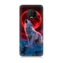 İnfinix Note 7 Uyumlu Kırmızı Ay Kurt Desenli Silikon Kılıf