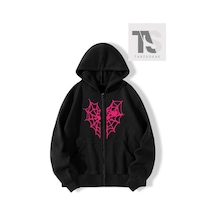 Kırmızı Kalp Örümcek Ağ Sweatshirt Fermuarlı Hırka-trzksw2753 Siyah Kırmızı Kalp Örümcek Ağ Sweatshirt Fermuarlı Hırka-trzksw2753 Siyah