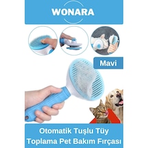Özel Üretim Otomatik Tuşlu Tüy Toplama Tarağı Kedi Köpek İçin Kolay Temizlenen Pet Bakım Fırçası
